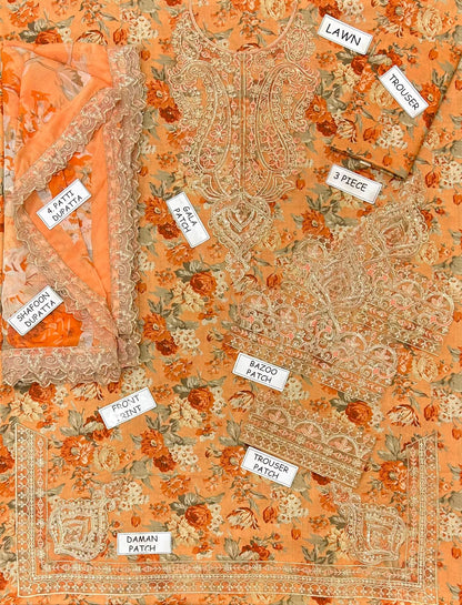 3 PIECE - EMBROIDERED LAWN SUIT Unstitched 06
