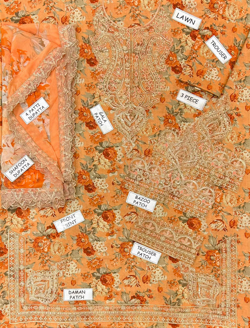 3 PIECE - EMBROIDERED LAWN SUIT