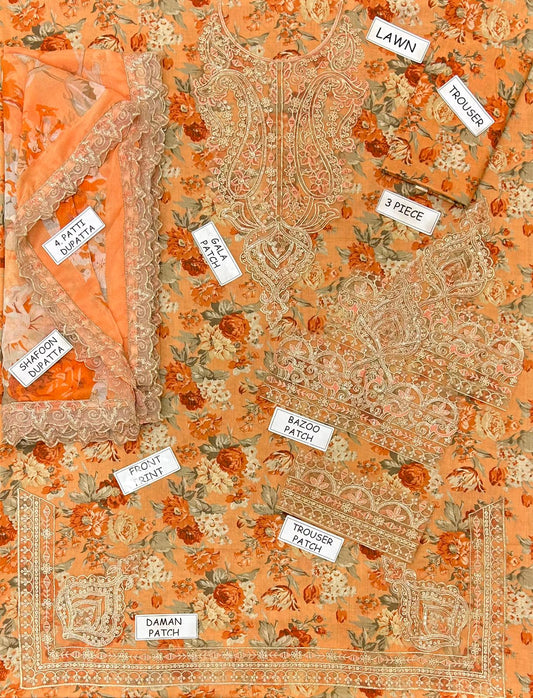 3 PIECE - EMBROIDERED LAWN SUIT Unstitched 06