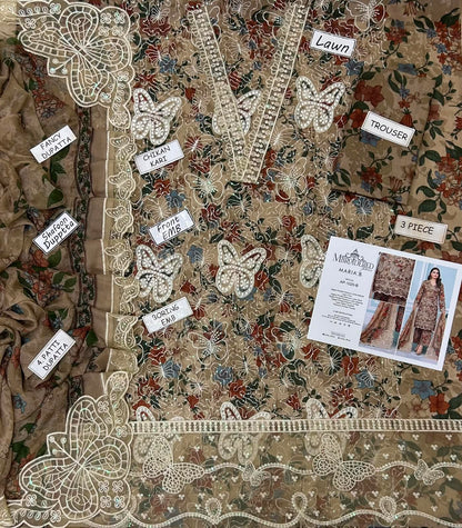 3 PIECE - EMBROIDERED LAWN SUIT BUTTERFLY ARTICLE Unstitched 03