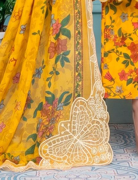 3 PIECE - EMBROIDERED LAWN SUIT BUTTERFLY ARTICLE Unstitched 04