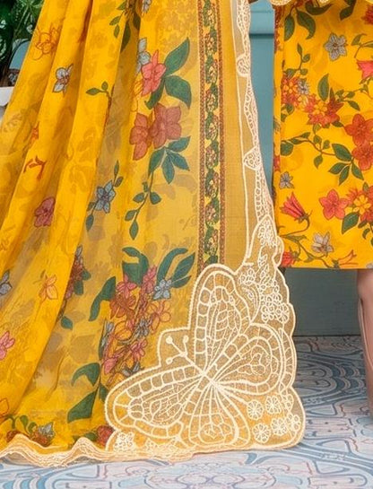 3 PIECE - EMBROIDERED LAWN SUIT BUTTERFLY ARTICLE Unstitched 04