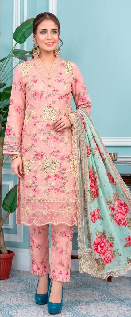 3 PIECE - EMBROIDERED LAWN SUIT BUTTERFLY ARTICLE Unstitched 02