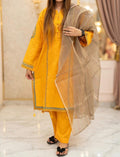 Embroidered Lawn Stitched Suit - Yellow  003