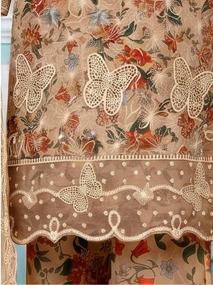 3 PIECE - EMBROIDERED LAWN SUIT BUTTERFLY ARTICLE Unstitched 03