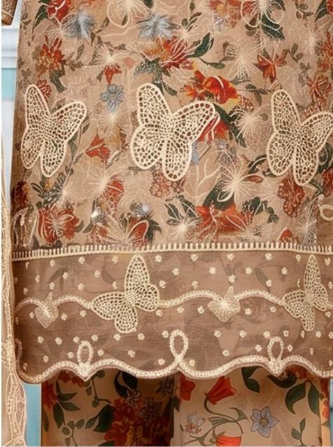 3 PIECE - EMBROIDERED LAWN SUIT BUTTERFLY ARTICLE Unstitched 03