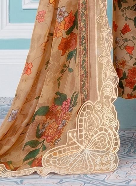 3 PIECE - EMBROIDERED LAWN SUIT BUTTERFLY ARTICLE Unstitched 03