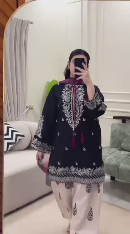 3 PIECE - PRINTED LAWN SUIT Unstitched 0132