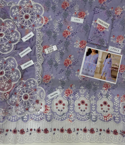 3 PIECE - EMBROIDERED LAWN SUIT Unstitched 029